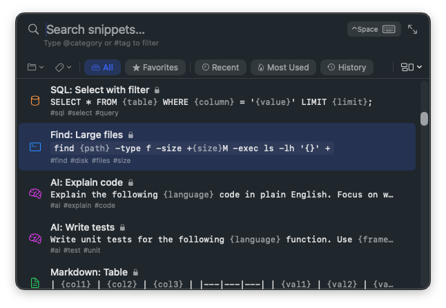 CommandIt palette open with search results