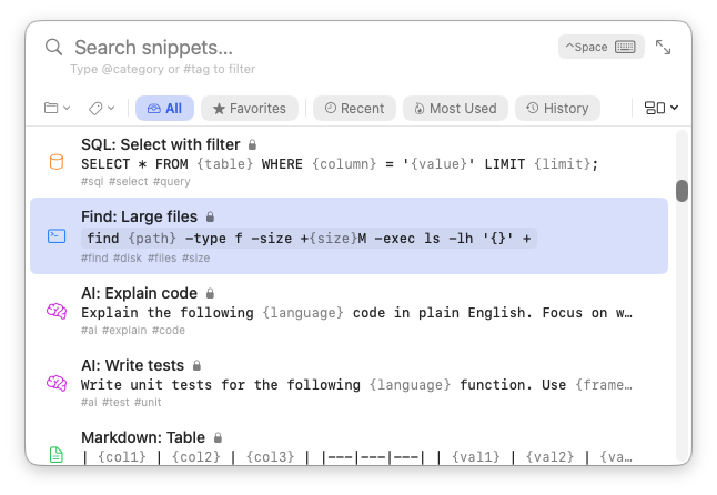 CommandIt palette open with search results